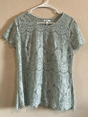 Maurices Mint Green Crochet Lace Short Sleeve Top